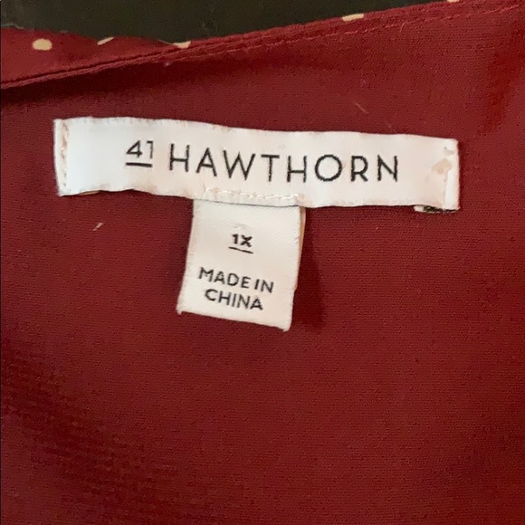 EUC 41 Hawthorn Maroon and Cream Polka Dot Blouse - Picture 3 of 4